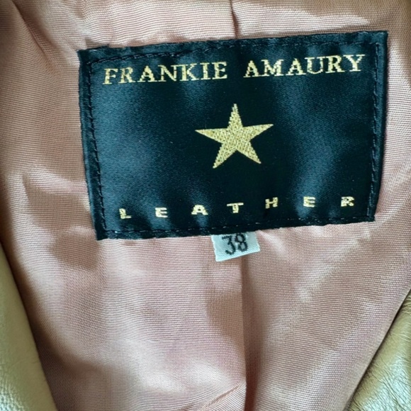 Frankie Amaury Vintage Leather Blazer Jacket Beige Cream Size 38 Small - Picture 5 of 6